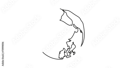 globe of earth in one line continuous drawn animation video motion graphic design