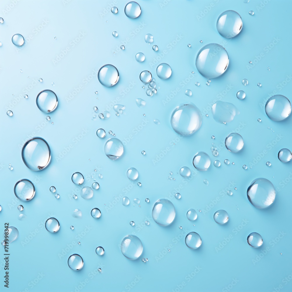 water drops on glass on blue background