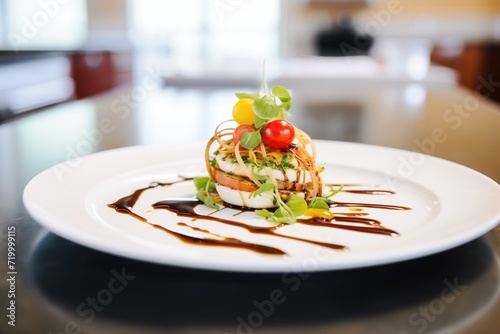 caprese salad with mozzarella, tomatoes, and balsamic drizzle