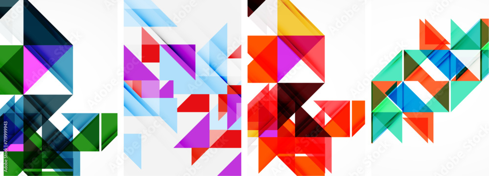 Set of abstract random triangle composition backgrounds. Vector illustration for for wallpaper, business card, cover, poster, banner, brochure, header, website Set of abstract random triangle composition backgrounds. Vector illustration for for wallpaper, business card, cover, poster, banner, brochure, header, website