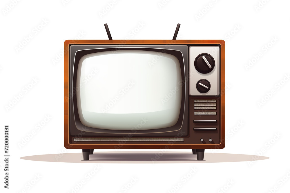 Vintage television isolated on white