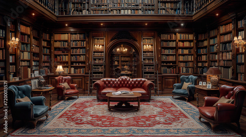Refined Reading Room with Leather Seating