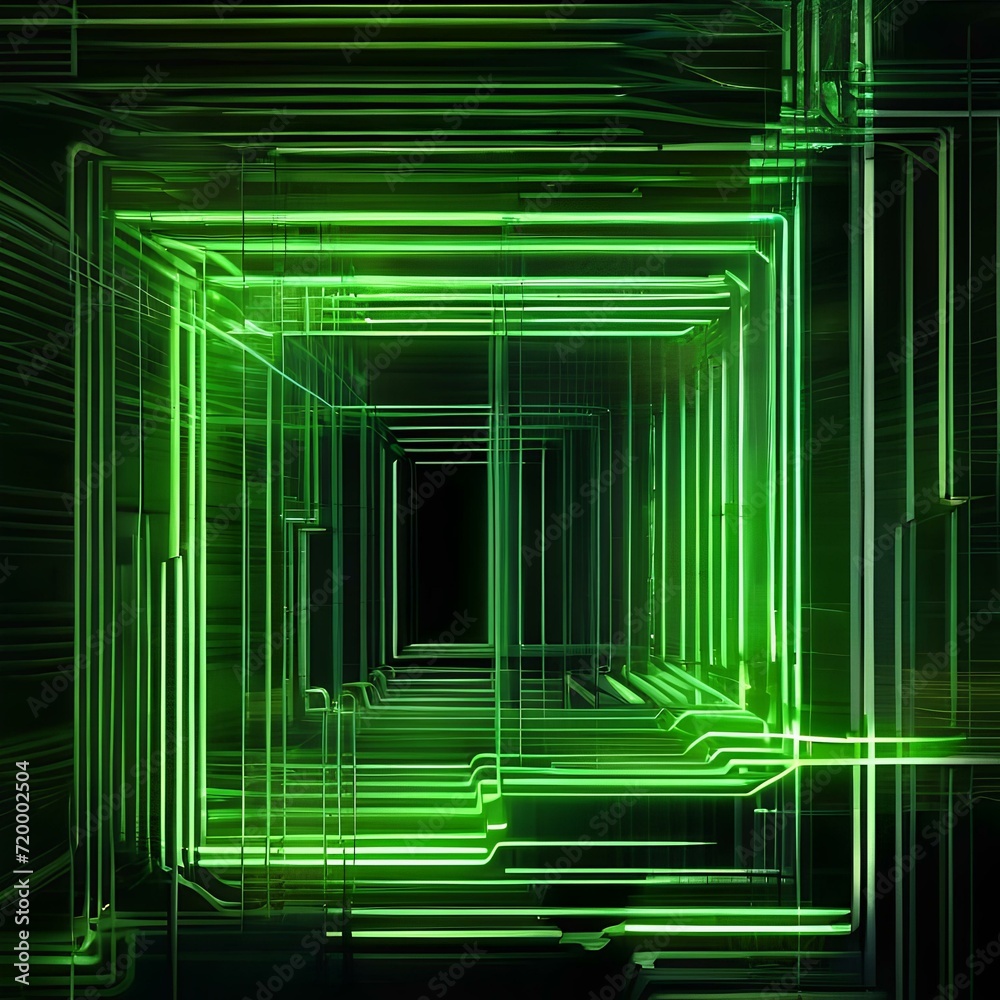 Energetic digital art piece with abstract green neon lines creating a visually striking composition on a dark black background2 Energetic digital art piece with abstract green neon lines creating a visually striking composition on a dark black background2