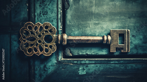 Old key in keyhole