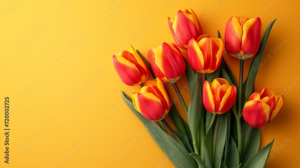 minimalist vivid advertisment background with spring bouquet and copy space minimalist vivid advertisment background with spring bouquet and copy space