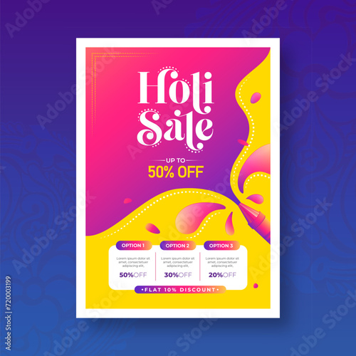 Happy Holi Sale Poster Design Template, Indian Religious Festival Holi Offer Poster Design Illustration