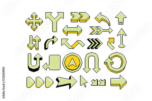 Retro Pixel Arrow Icon Set