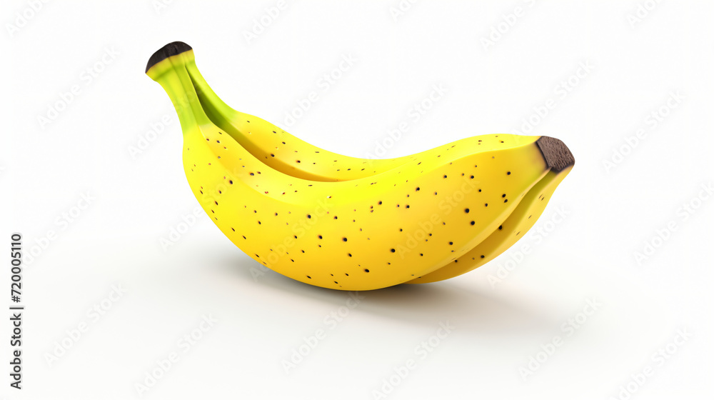 3d render yellow banana with black spots on a white background