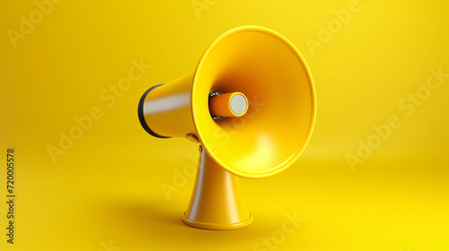 3d render yellow megaphone in yellow marketing bacground