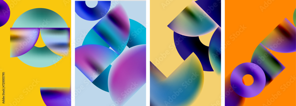Set of colorful posters with round geometric elements and circles. Vector illustration For Wallpaper, Banner, Background, Card, Book Illustration Set of colorful posters with round geometric elements and circles. Vector illustration For Wallpaper, Banner, Background, Card, Book Illustration