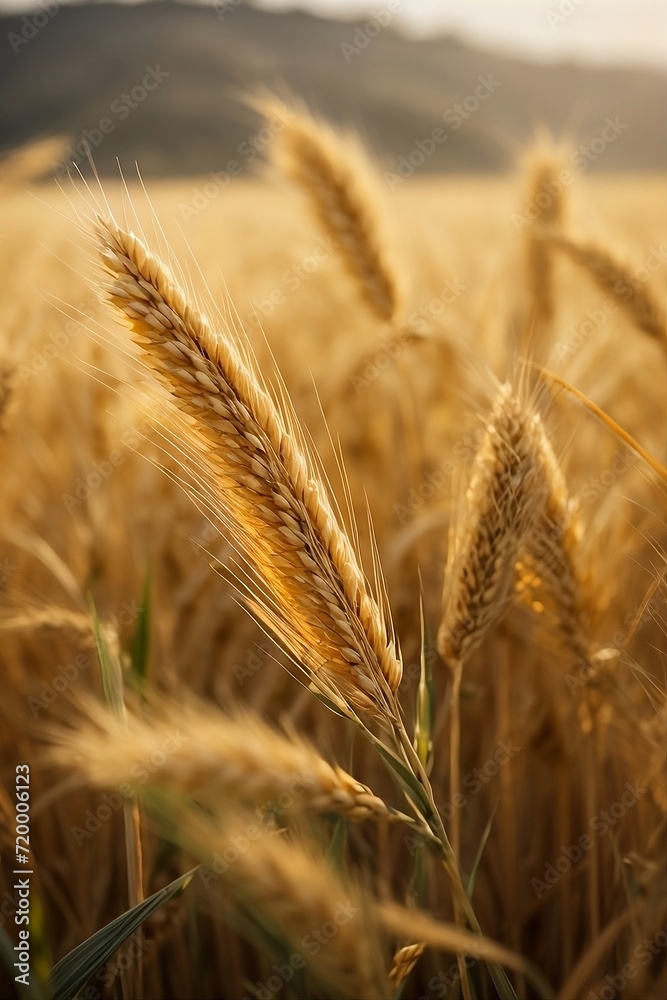 A vast expanse of golden wheat fields. A vast expanse of golden wheat fields.