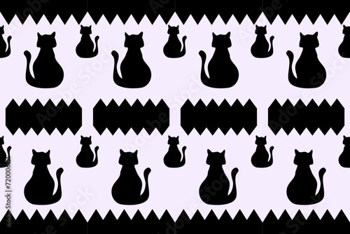 Seamless pattern of set of black cats.