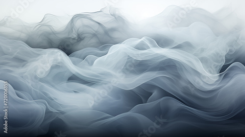 Soft white smoke flows like gentle waves, creating a serene and abstract pattern on a gradient grey background. 