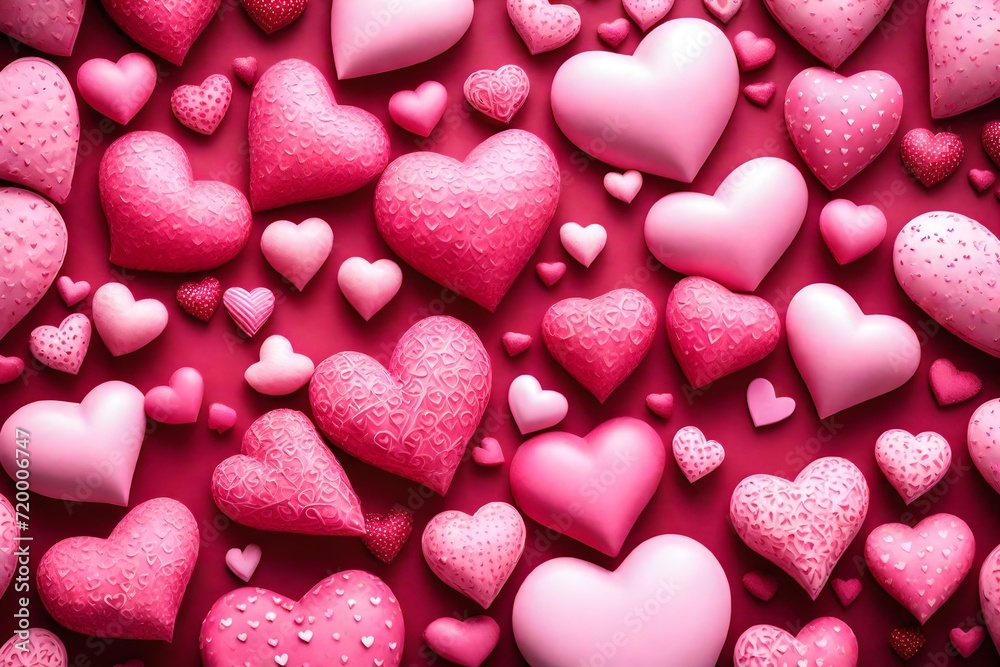 A high-definition image capturing the essence of a cute and romantic pink hearts background print, perfect for Valentine's Day celebrations.