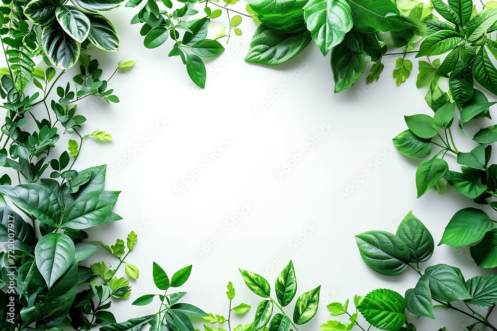 Fototapeta premium greenery surrounding white background