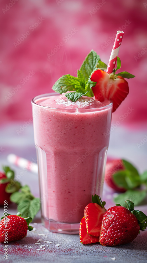 healthy, low carb, vegan strawberry smoothie, in the style of light red and white healthy, low carb, vegan strawberry smoothie, in the style of light red and white