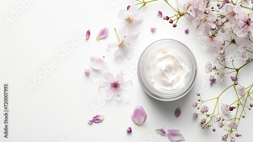 Artistic and high-quality depiction of a cosmetic jar filled with rich face cream-top angle
