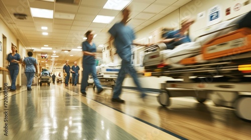 Emergency Room, Action scene of Healthcare professional in hurry photo