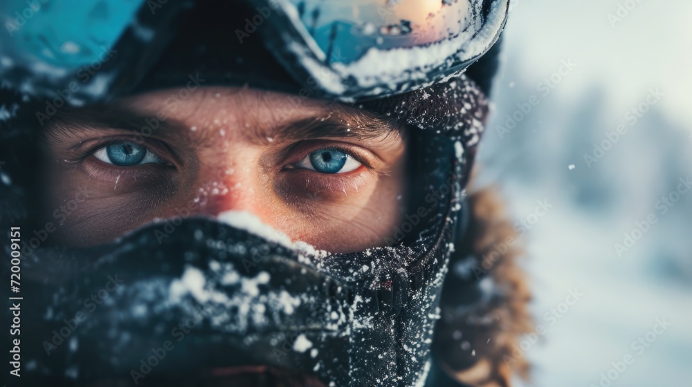 Face of a Person Equipped with Mask and Sunglasses for Extreme Sports Face of a Person Equipped with Mask and Sunglasses for Extreme Sports