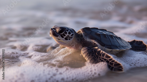 Plastic pollution in ocean environmental problem. Turtles can mistake plastic bags for jellyfish and eat them. Environmental issue of plastic pollution problem. Plastic pollution in ocean.