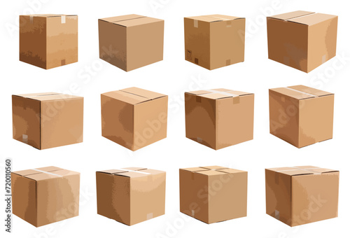 Cardboard box vector set isolated on white background © Diana