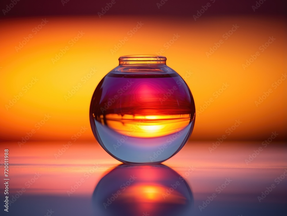 A vase with a colorful reflection on the surface. Generative AI. A vase with a colorful reflection on the surface. Generative AI.