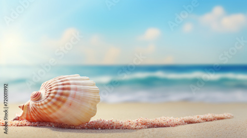 Sea shell on the sea and sandy beach