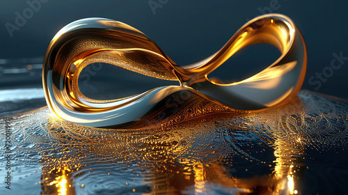 An intricate gold swirl forming the shape