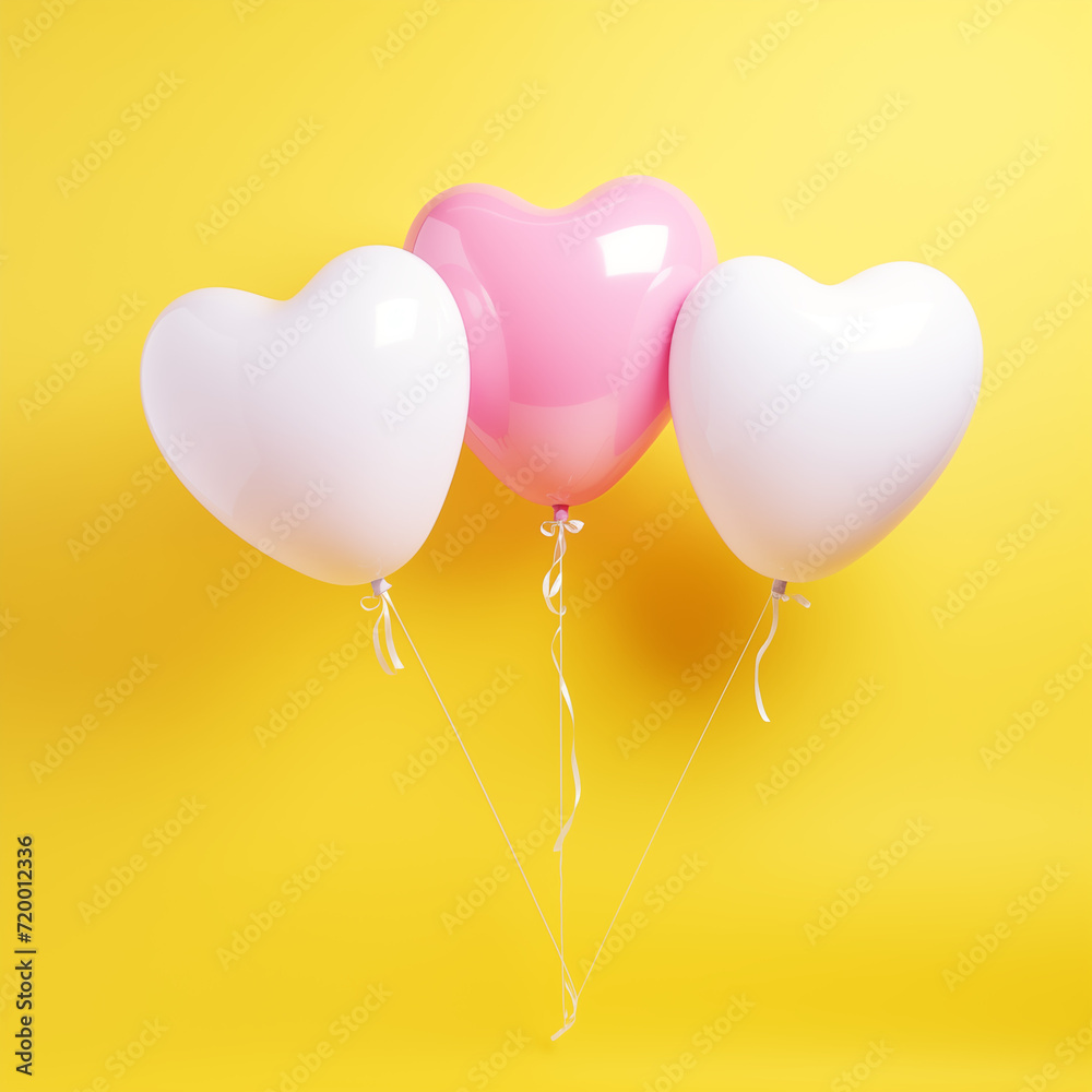 pink and white Heart-shaped balloons at a party