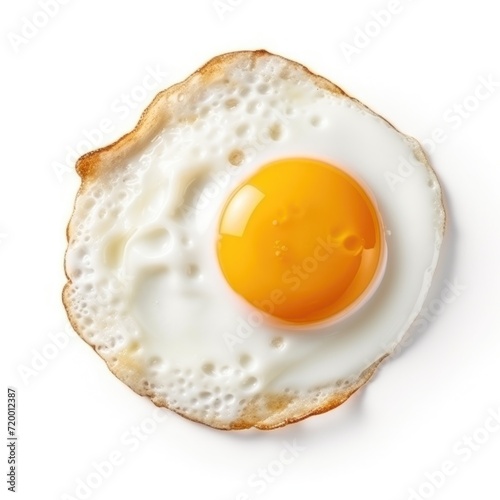 Fried egg isolated on white background, breakfast food