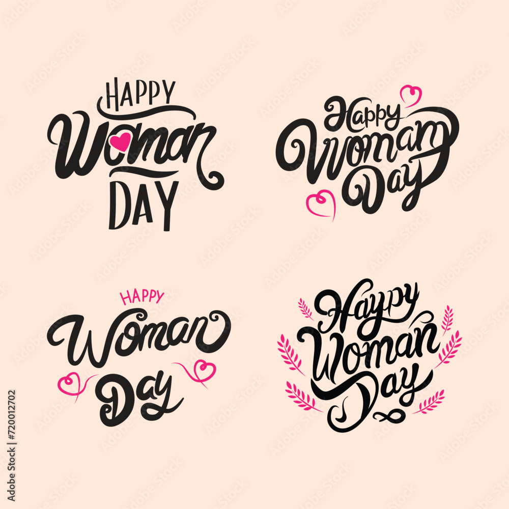 Handwritten  brush lettering of Happy Womanday , Typography design, calligraphy