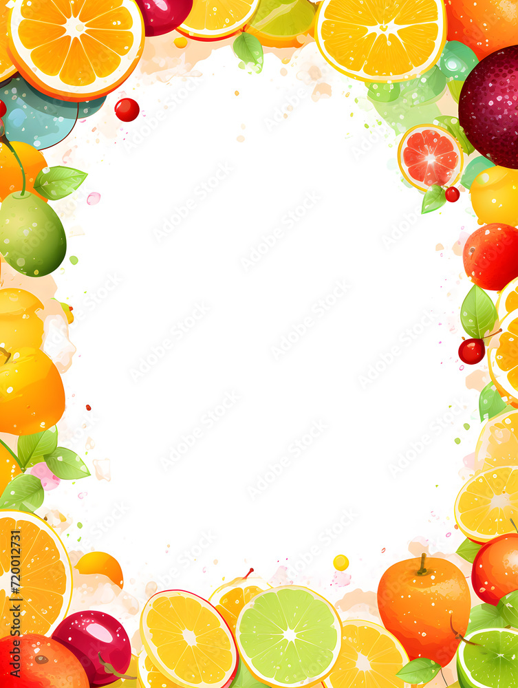 Illustration of a White background and fruit frame. Illustration of a White background and fruit frame.