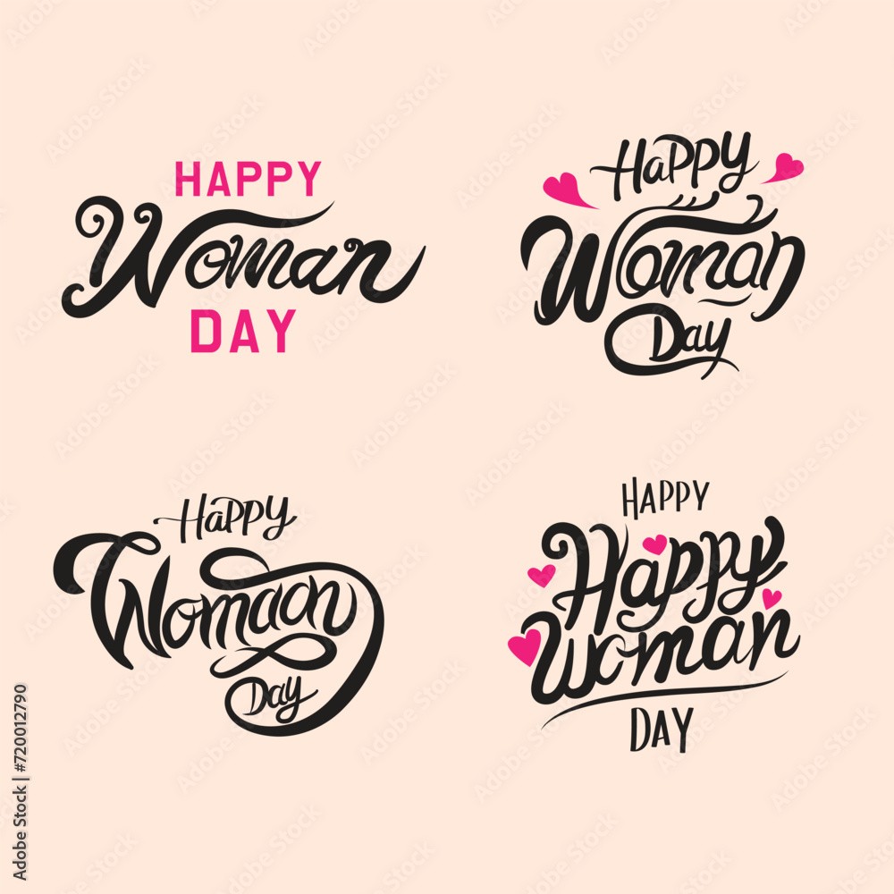 Handwritten  brush lettering of Happy Womanday , Typography design, calligraphy