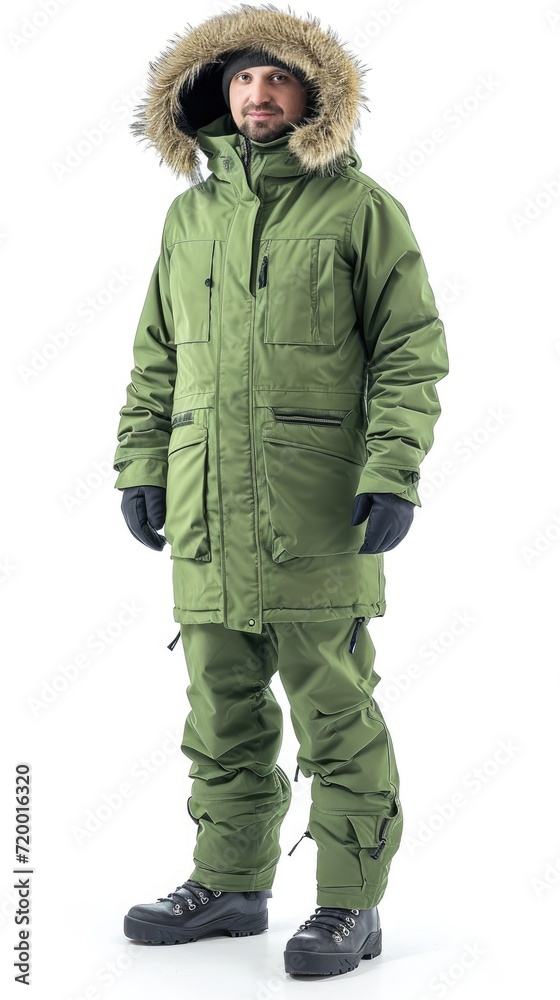 Stylish Winter Attire: A Man's Fashion Statement Isolated on White background Stylish Winter Attire: A Man's Fashion Statement Isolated on White background