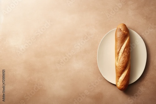 Baguette on texture background. Overhead view.