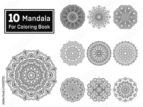 Bundle of 10 Relaxation Mandala For Coloring Book ments