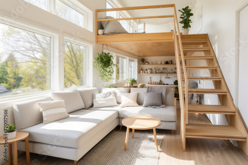  Photo of a bright and airy tiny house living area  with a focus on natural light and simplicity