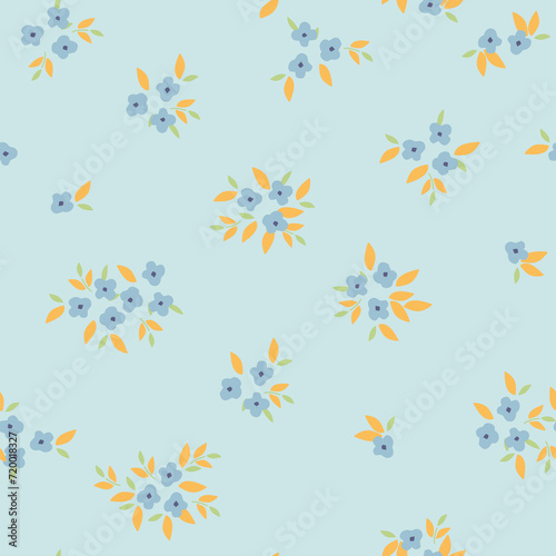 seamless, spaced out, floral pattern, flowers in bunches, clusters photo