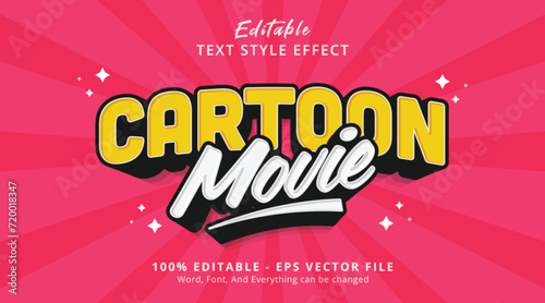 Editable text effect Cartoon Movies 3d cartoon style