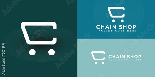 abstract initial letter C logo in the form of shopping cart icon in white color applied for eCommerce platform logo design also suitable for the brands or companies that have initial name C
