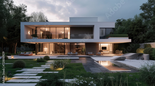 a beautiful modern house in 3d render © Kien
