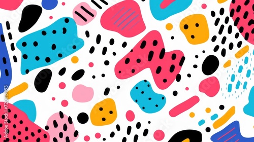 Vibrant Memphis Pattern Vector: Contemporary Colorful Doodle Shapes on Modern Background Design