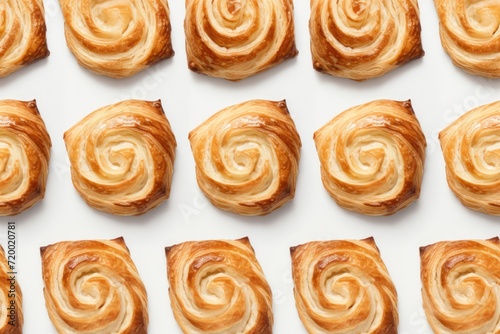 Danishes overhead view pattern background.