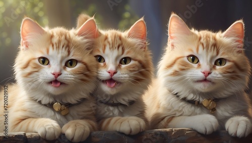 Three cats on the table © Malik