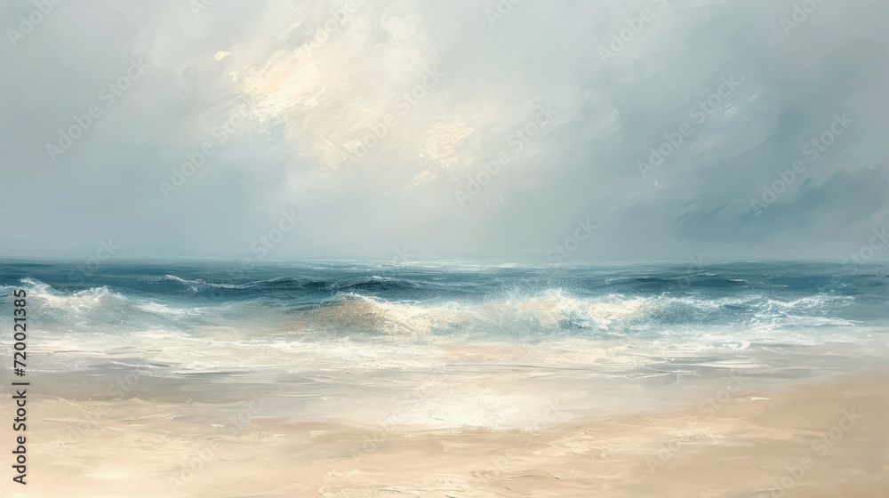Expressive oil painting capturing the tumultuous mood of the North Sea with dramatic light and textured brushwork.