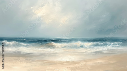 Expressive oil painting capturing the tumultuous mood of the North Sea with dramatic light and textured brushwork.