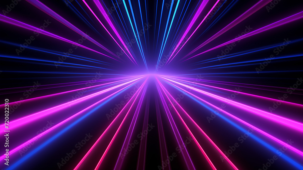 abstract black background with pink blue neon lines. 3d render 