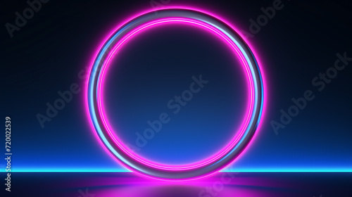 abstract neon background with fluorescent ring. 3d render 