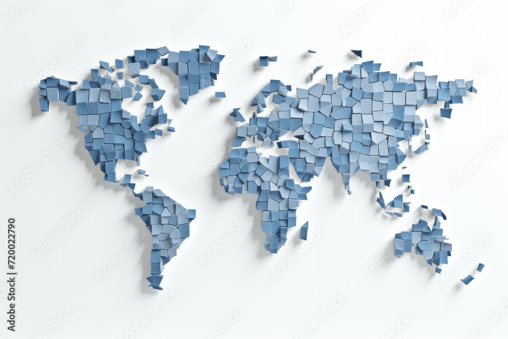 Abstract World Map with Mosaic Effect, Creating a Unique and Contemporary Design, on a White Background, Generative AI Abstract World Map with Mosaic Effect, Creating a Unique and Contemporary Design, on a White Background, Generative AI