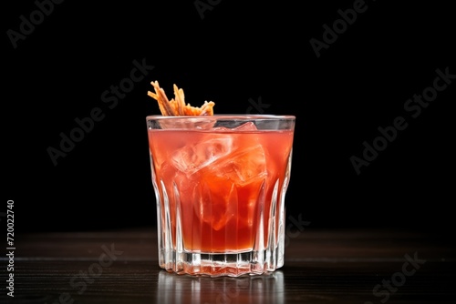 pomegranate juice in a crystal glass on a black surface